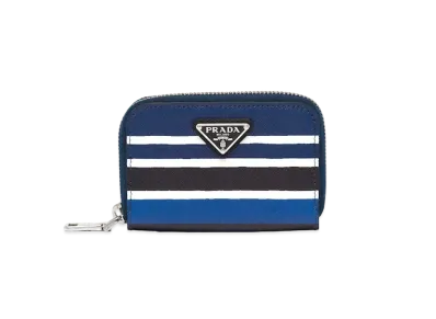 PRADA Print Saffiano Reather Coin Case "Light Blue"