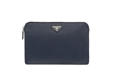 PRADA Saffiano Leather Clutch "Navy"