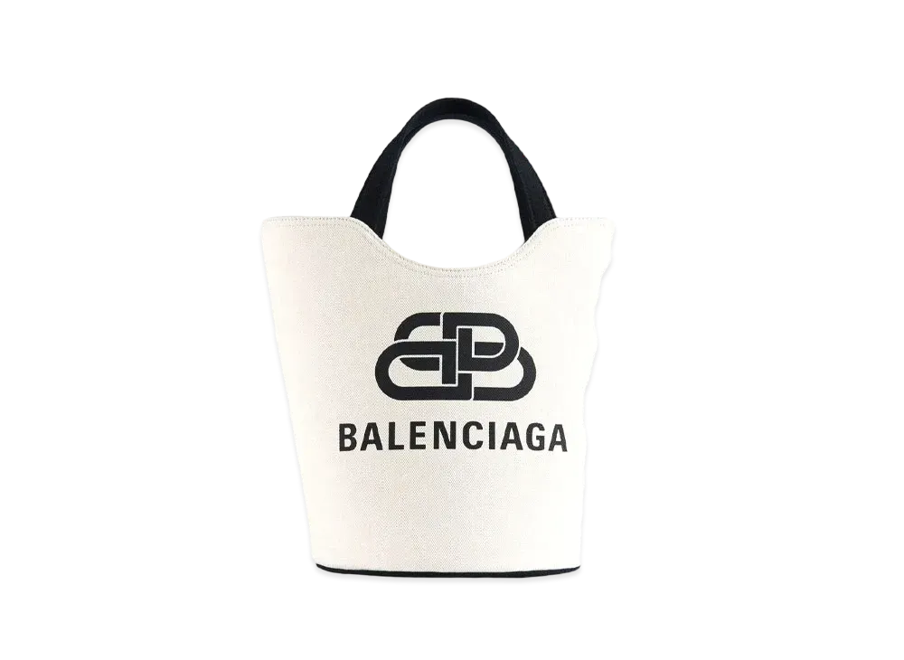 BALENCIAGA Women's Wave Medium Tote "Natural/Black"