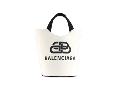 BALENCIAGA Women's Wave Medium Tote "Natural/Black"
