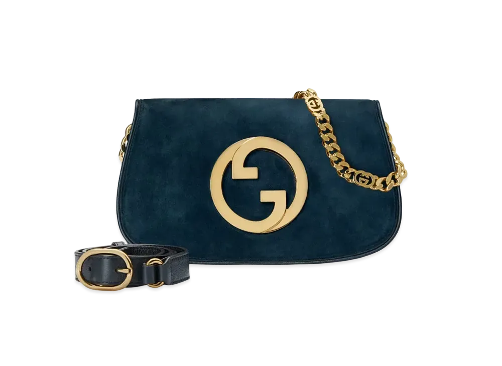 GUCCI Gucci Blondy Shoulder Bag Suede "Deep Blue"