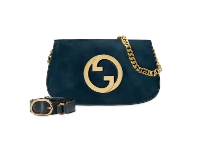 GUCCI Gucci Blondy Shoulder Bag Suede "Deep Blue"