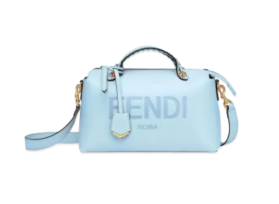 FENDI By The Way Medium Leather Boston Bag "Light Blue"