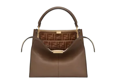 FENDI Medium Peekaboo X-Lite Leather Bag "Brown"