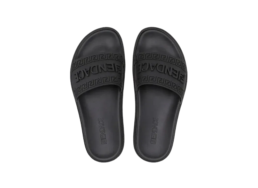 FENDI x Versace Fendace Black Rubber Logo Sandals "Black"