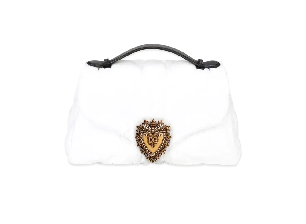 Dolce&Gabbana Devotion Shoulder Bag Large Quilting Nylon "White / Black"