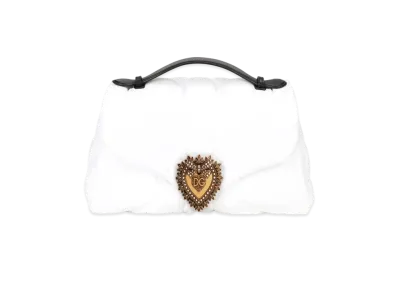 Dolce&Gabbana Devotion Shoulder Bag Large Quilting Nylon "White / Black"