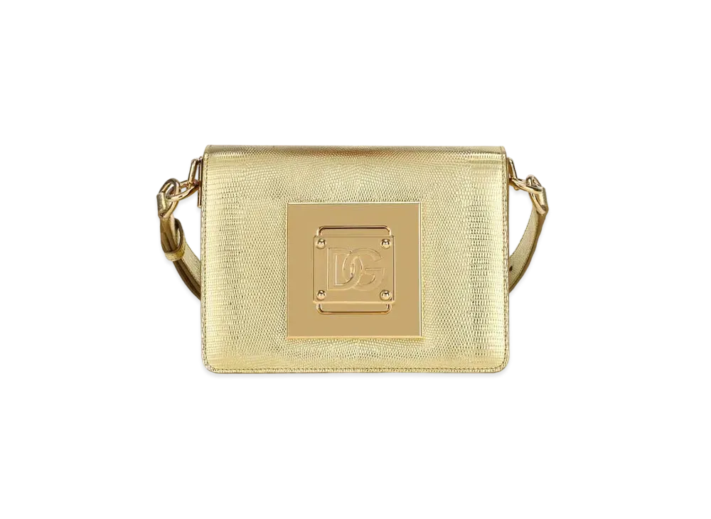Dolce&Gabbana Shoulder Bag Medium Laminate Quig Anaprint Karfskin DG Closure "Gold"