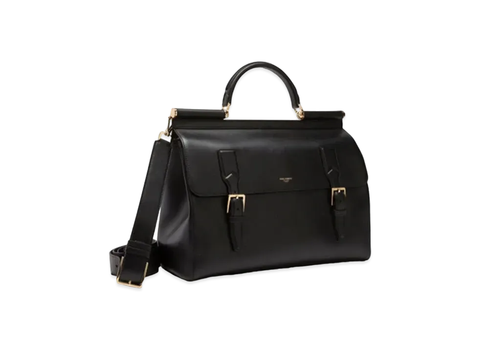 Dolce&Gabbana Mon-Reale Travel Bag Calfskin Brand Logo "Black"