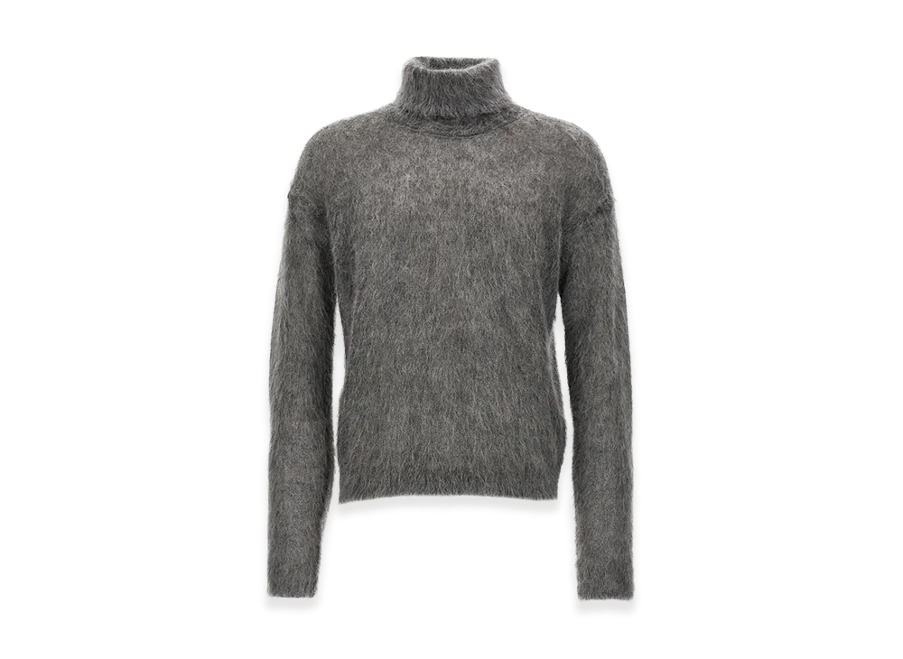 Saint Laurent Mohair Turtleneck Sweater "Gray"