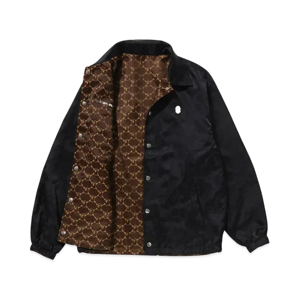A BATHING APE Solid Camo Jacquard Nylon Reversible Coach Jacket "Black"