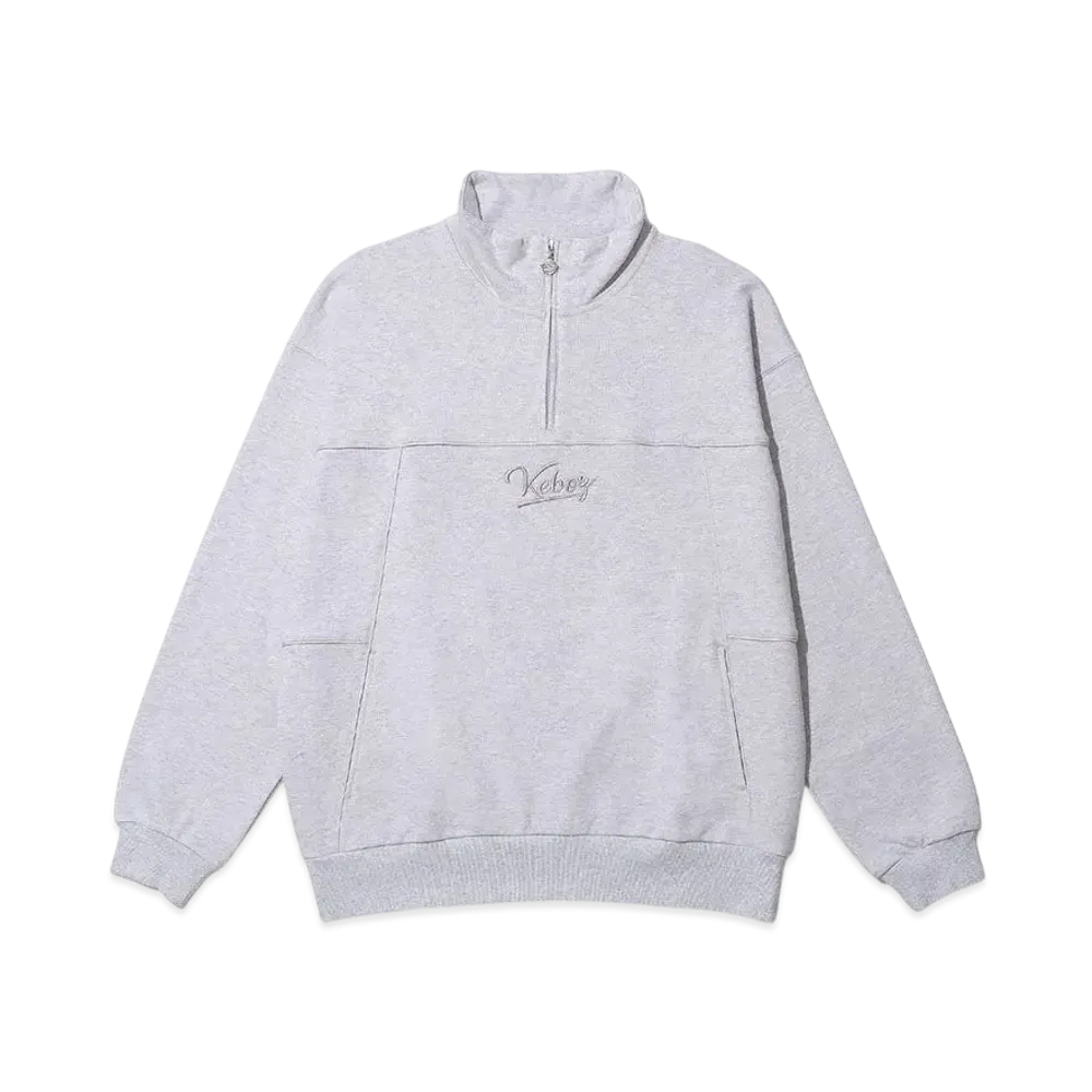 KEBOZ Piping Half Zip Sweat Pullover "Gray"