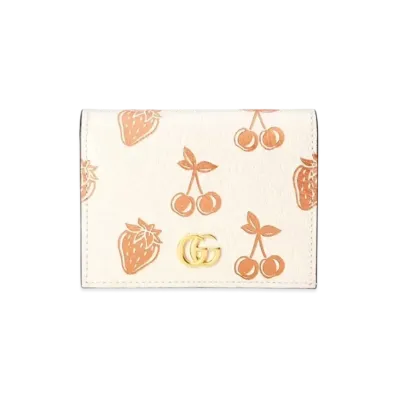 GUCCI GG Marmont berry Card Case Wallet "White"