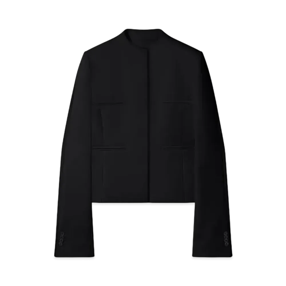 Courreges Officer Collar Heritage Crepe Tailored Jacket "Black"