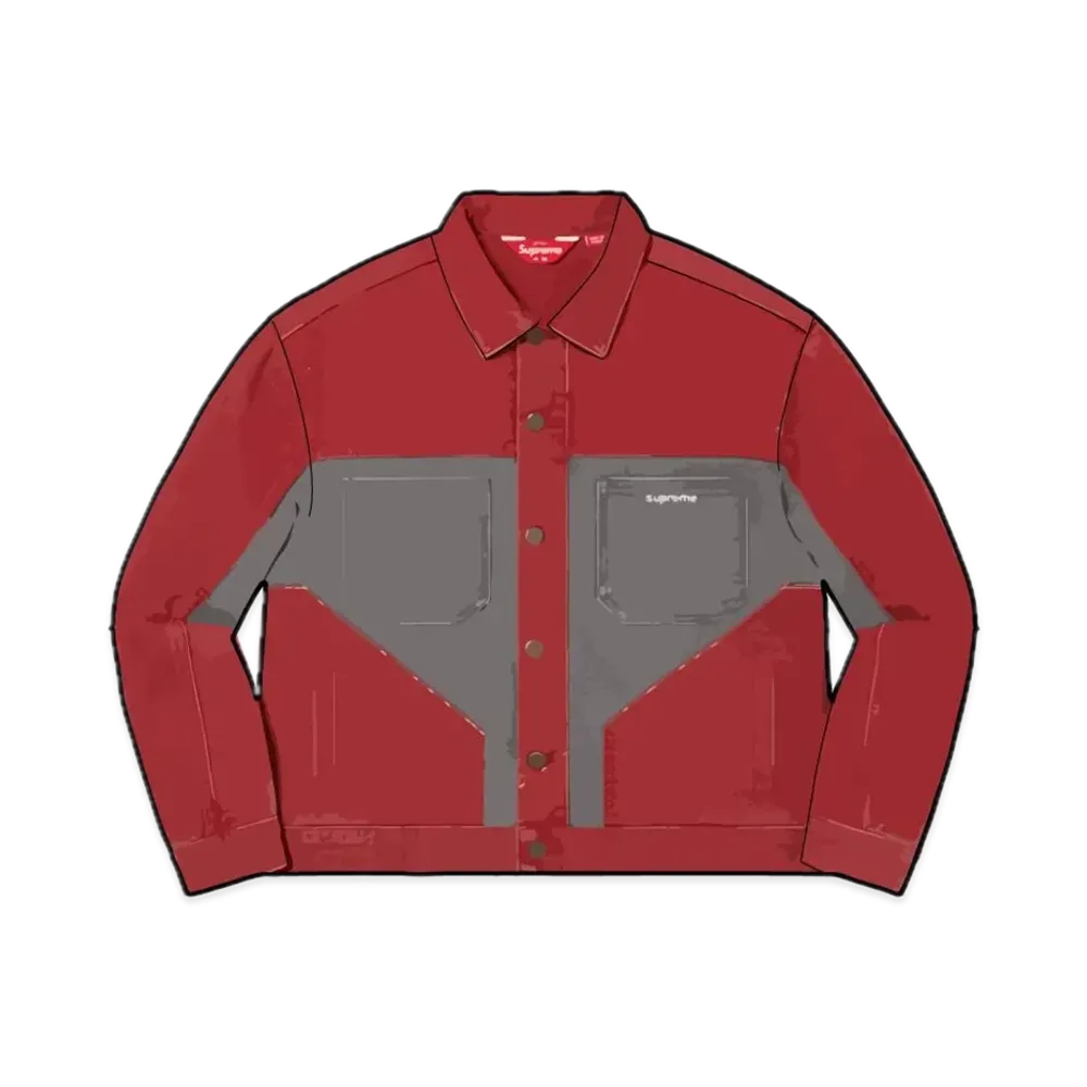 シュプリーム 2トーン パネル デニム ジャケット "レッド"