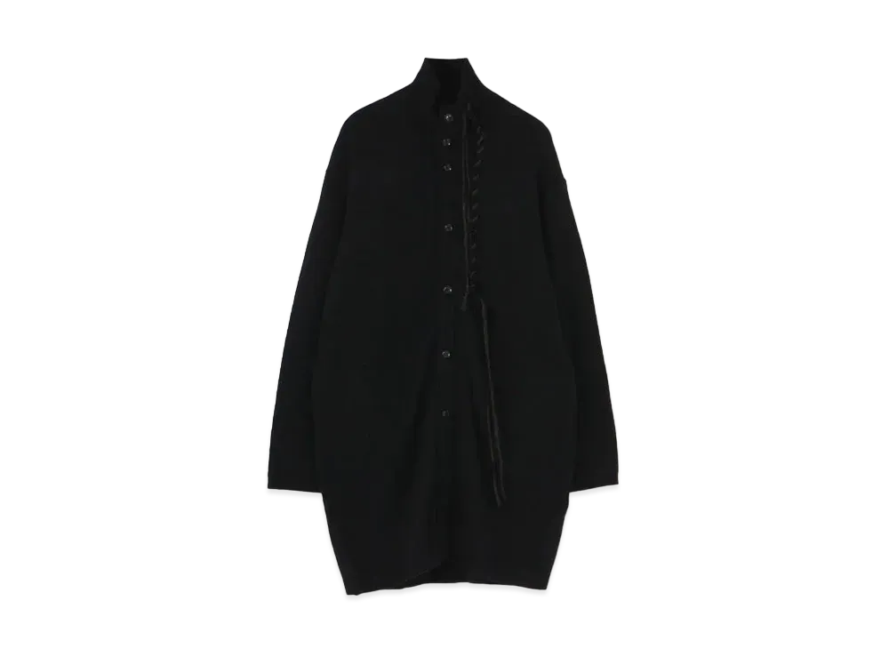 Yohji Yamamoto Pour Homme 5G PLAIN STITCH LEATHER STRAP STRING TURTLE CARDIGAN "Black"