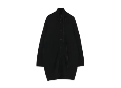 Yohji Yamamoto Pour Homme 5G PLAIN STITCH LEATHER STRAP STRING TURTLE CARDIGAN "Black"