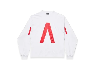 BALENCIAGA Music Archive Series Connected Long Sleeve T-Shirt Medium Fit "Light Grey Red"