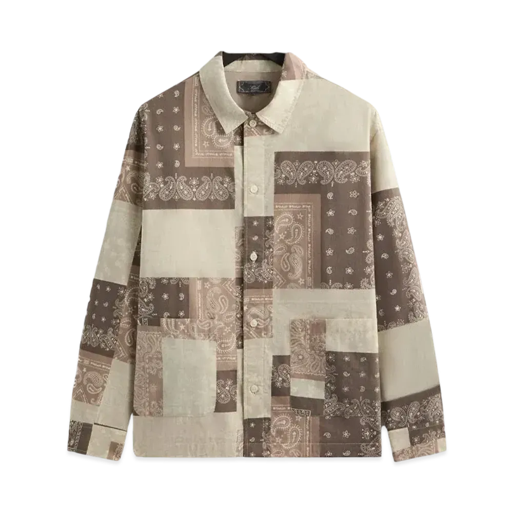 Kith Washed Cotton Bandana Boxy Collared Overshirt "Overcast"