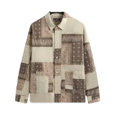 Kith Washed Cotton Bandana Boxy Collared Overshirt "Overcast"