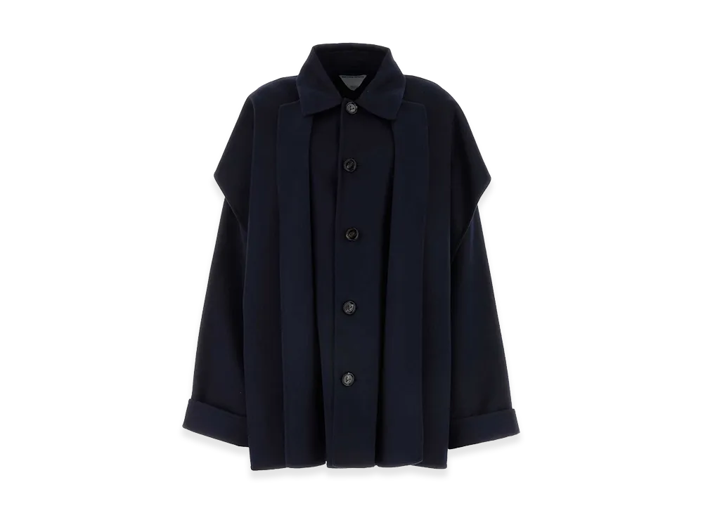 Bottega Veneta Women's Wool Blend Coat "Midnight Blue"
