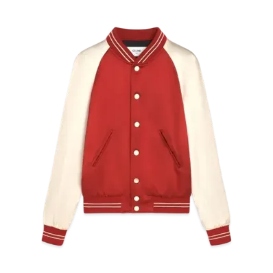 CELINE Satin Teddy Jacket With Studs "Red"