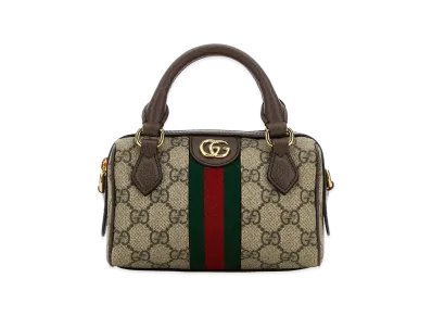GUCCI Women's GG Supreme Fabric Super Mini Ophidia Handbag "Beige"