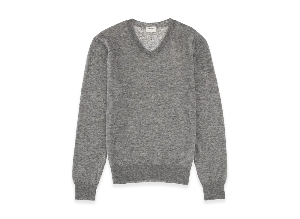 Saint Laurent Women's V-Neck Sweater "Gray"