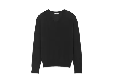 Saint Laurent Women's V-Neck Sweater in Cashmere and Silk "Black"