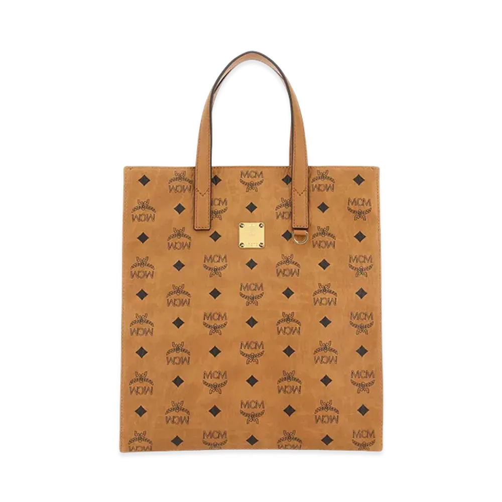 MCM Women's Printed Canvas Small Aren Shopping Bag "Brown"