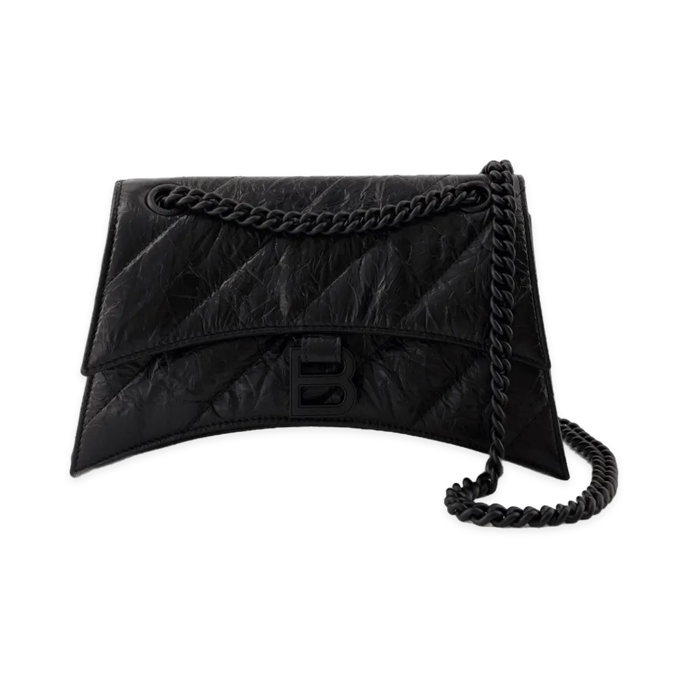 BALENCIAGA Women's Crush Chain S Shoulder Bag Leather "Black"