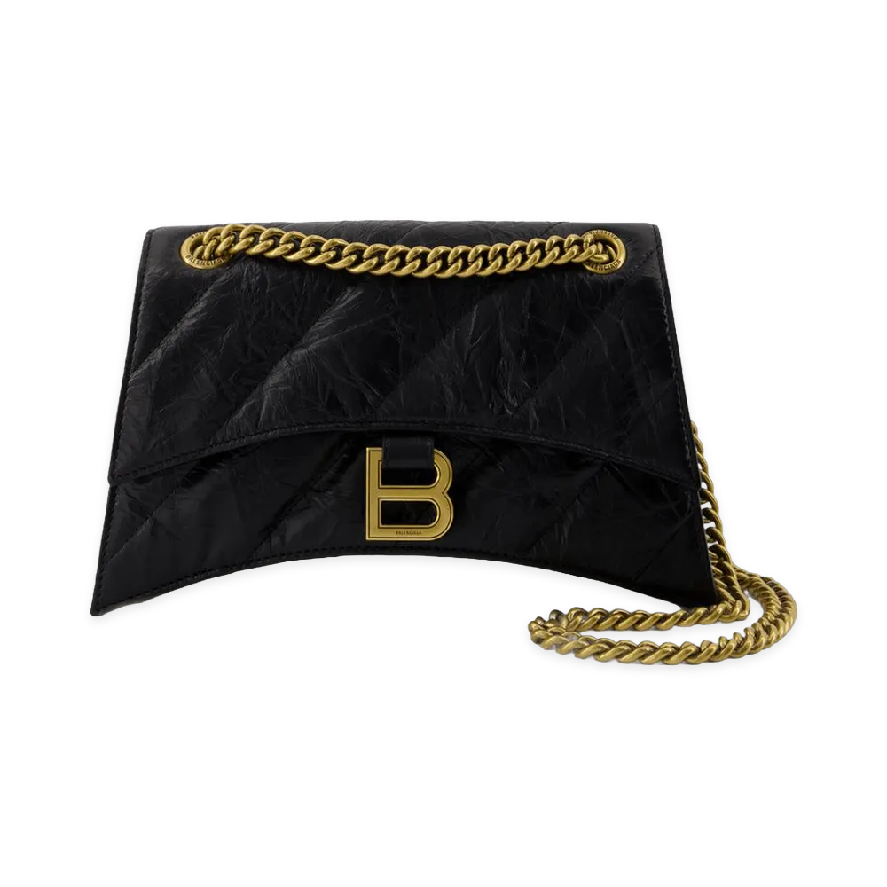 BALENCIAGA Women's Crush Chain S Shoulder Bag Leather "Black"