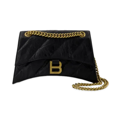 BALENCIAGA Women's Crush Chain S Shoulder Bag Leather "Black"