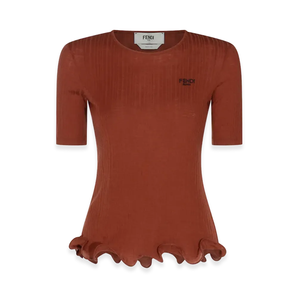 FENDI Women's Brick Wool Top "Brown"