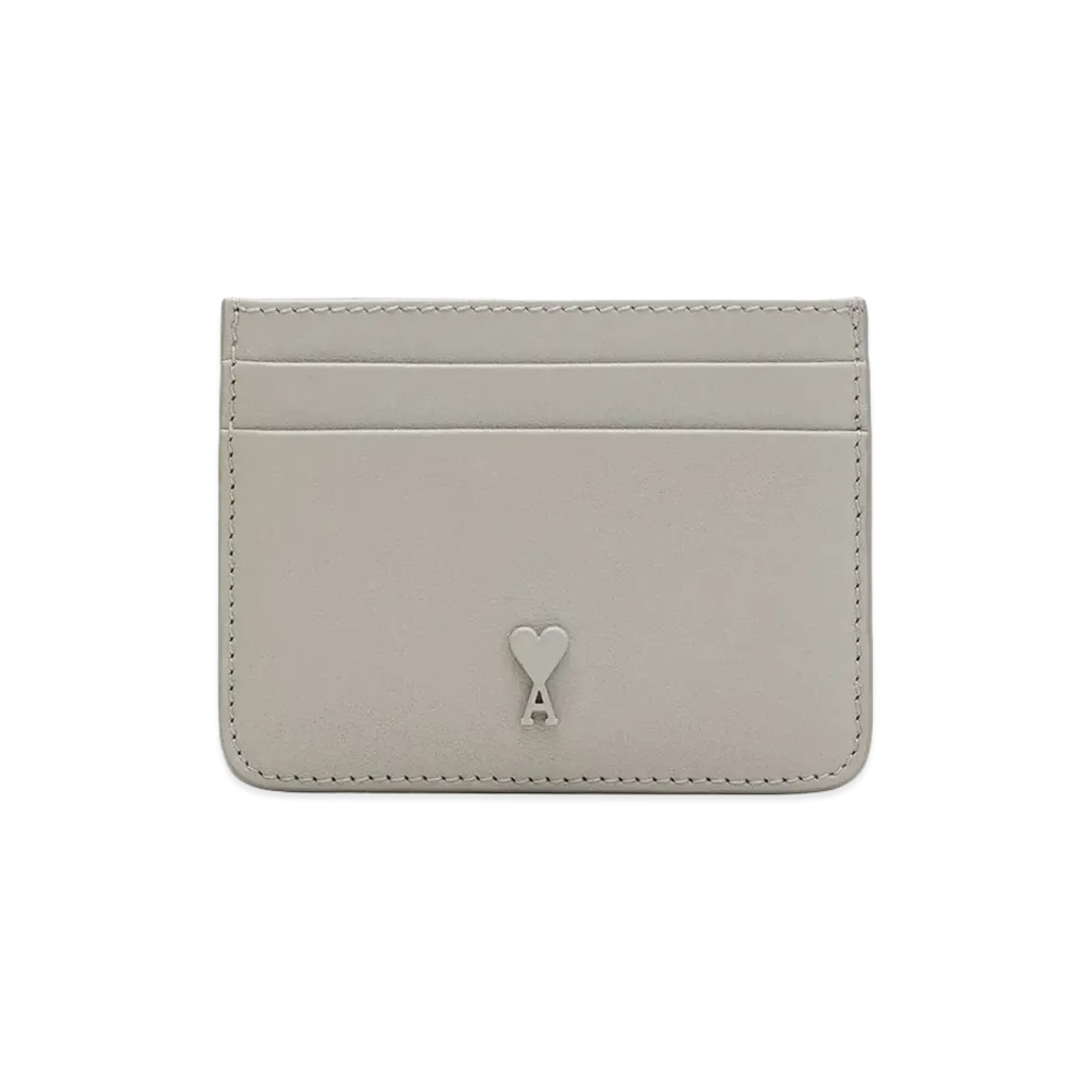 AMI PARIS Cowhide Leather Ami De Coeur Card Holder "Grey"