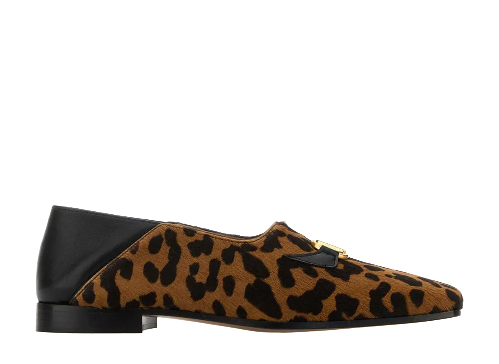 Valentino Garavani Printed Calf Hair Babouchoes Loafers "White"