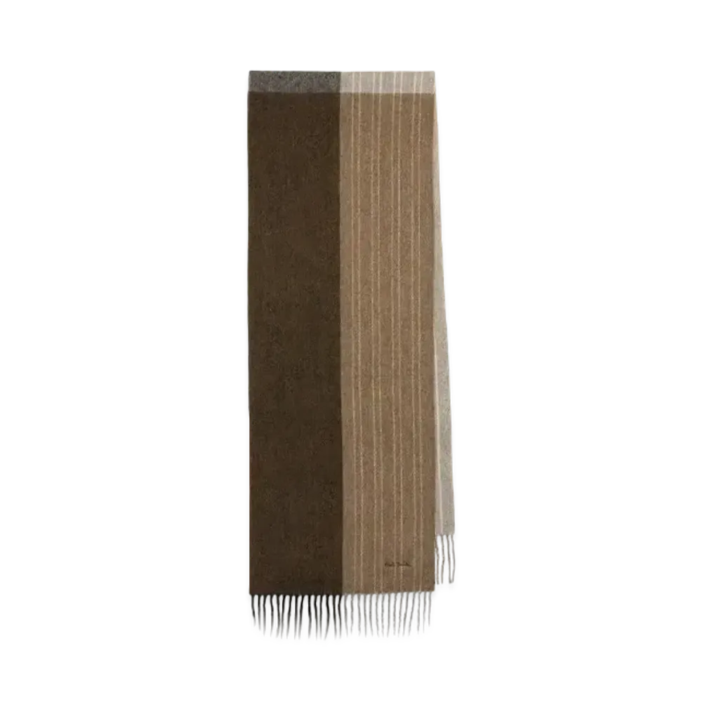 Paul Smith Color-Blocking Cashmere-Blend Scarf "Brown"