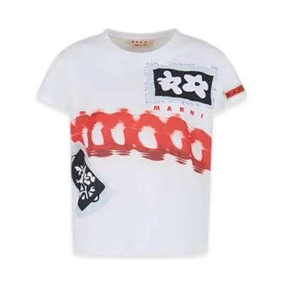 MARNI x Olaolu Slawn x Soldier Boyfriend Cotton T-Shirt with Prints and Patches "Ivory"