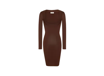 Saint Laurent Women's Decollete Dress in Knit "Chocolat"