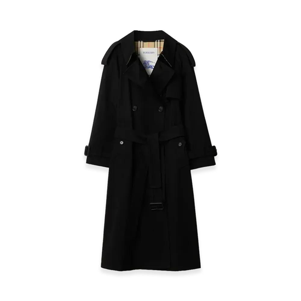 Burberry Women's Long Gabardine Fitzrovia Trench Coat "Black"