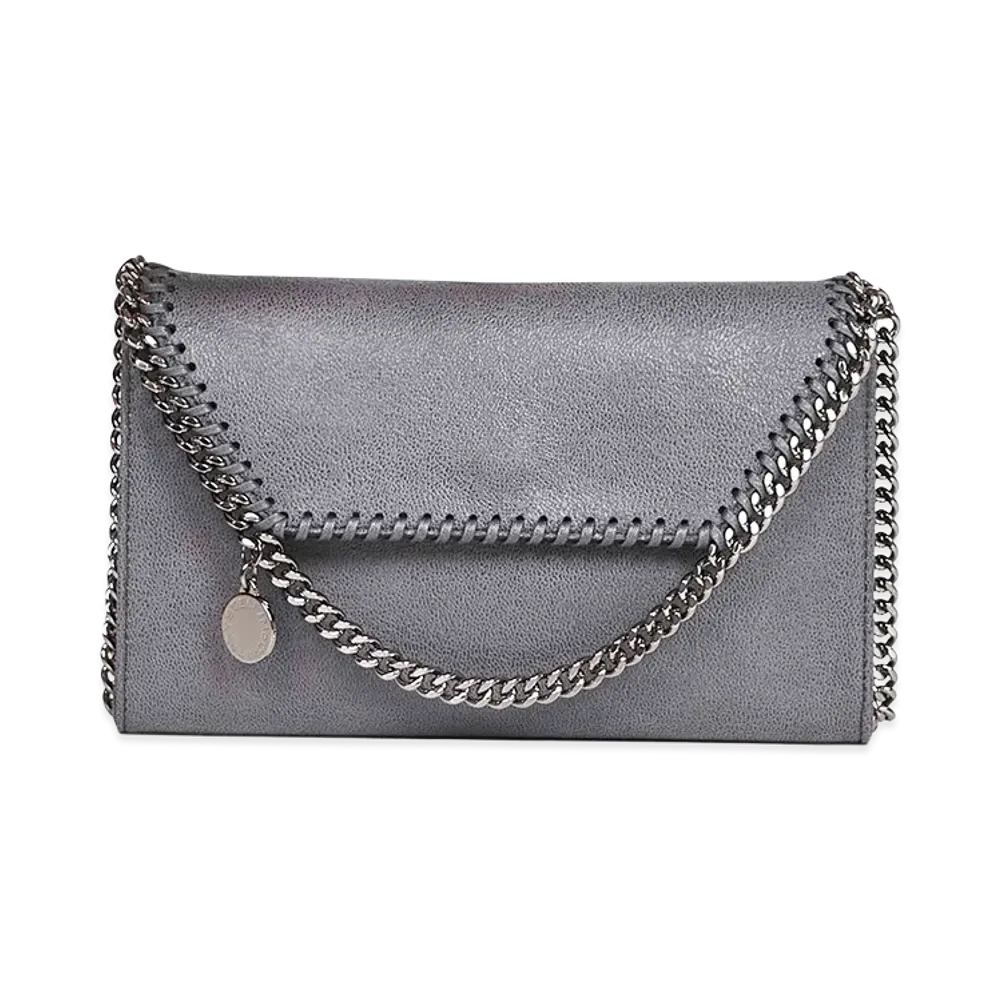 STELLA McCARTNEY Women's Shaggy Deer Mini Falabella Crossbody Bag "Gray/Dark Grey"