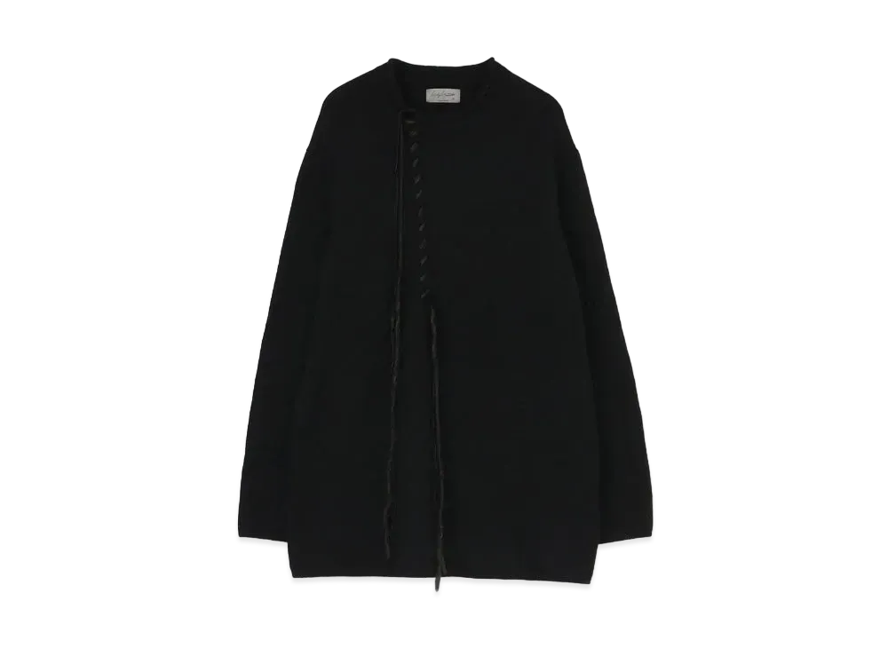 Yohji Yamamoto Pour Homme 5G PLAIN STITCH LEATHER STRAP STRINGING ROUND NECK "Black"