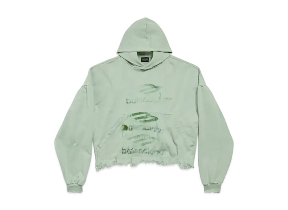 BALENCIAGA DIY Imprint Cropped Hoodie "Sage Green"