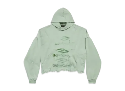BALENCIAGA DIY Imprint Cropped Hoodie "Sage Green"