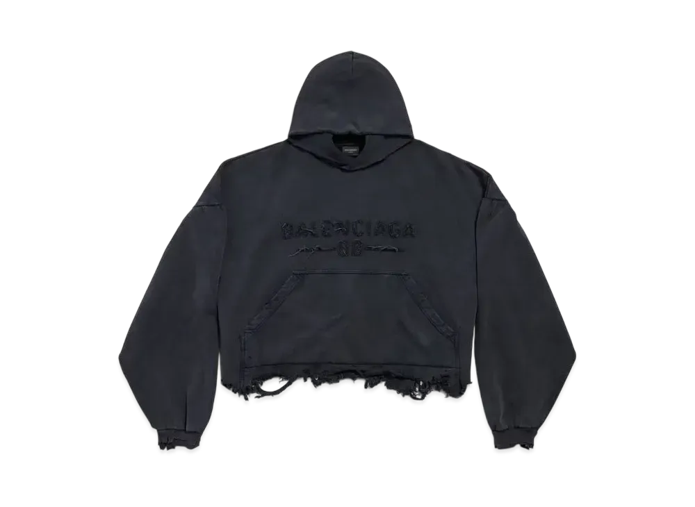 BALENCIAGA Women's New Year Series 25 - Cropped Hoodie "Washed Black"