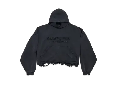 BALENCIAGA Women's New Year Series 25 - Cropped Hoodie "Washed Black"