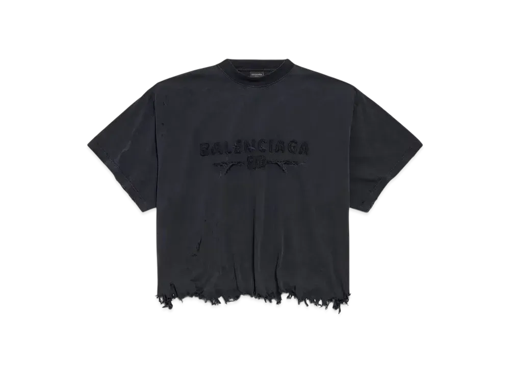 BALENCIAGA Women's New Year Series 25 - Cropped T-Shirt "Heather Black"