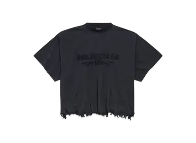 BALENCIAGA Women's New Year Series 25 - Cropped T-Shirt "Heather Black"