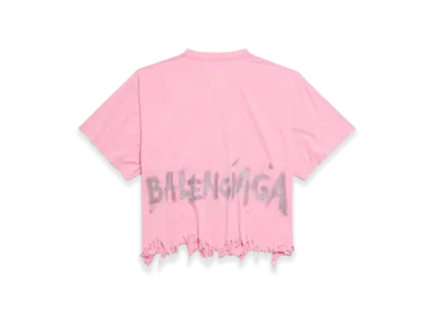 BALENCIAGA Nail Polish Cropped T-Shirt "Pink"