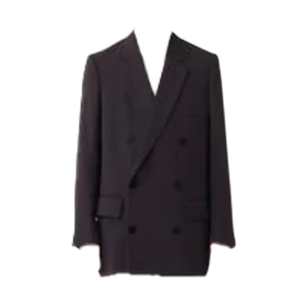 OVERCOAT Rayon Tricotine Double Breasted Jacket In "Coffee Brown"